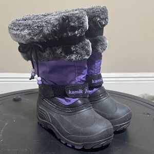 Kamik Purple and Black Kids Snow Boots